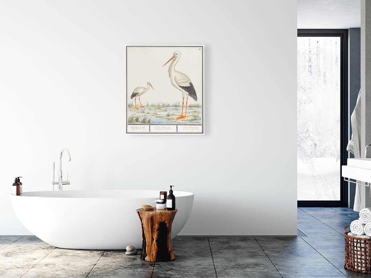 Stork in vintage style Reproduction