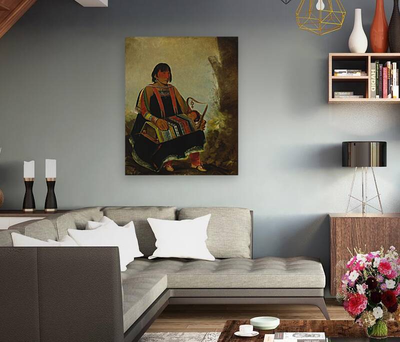 Jú-Ah-Kís-Gaw Woman With Her Child In a Cradle 1835 Reproduction