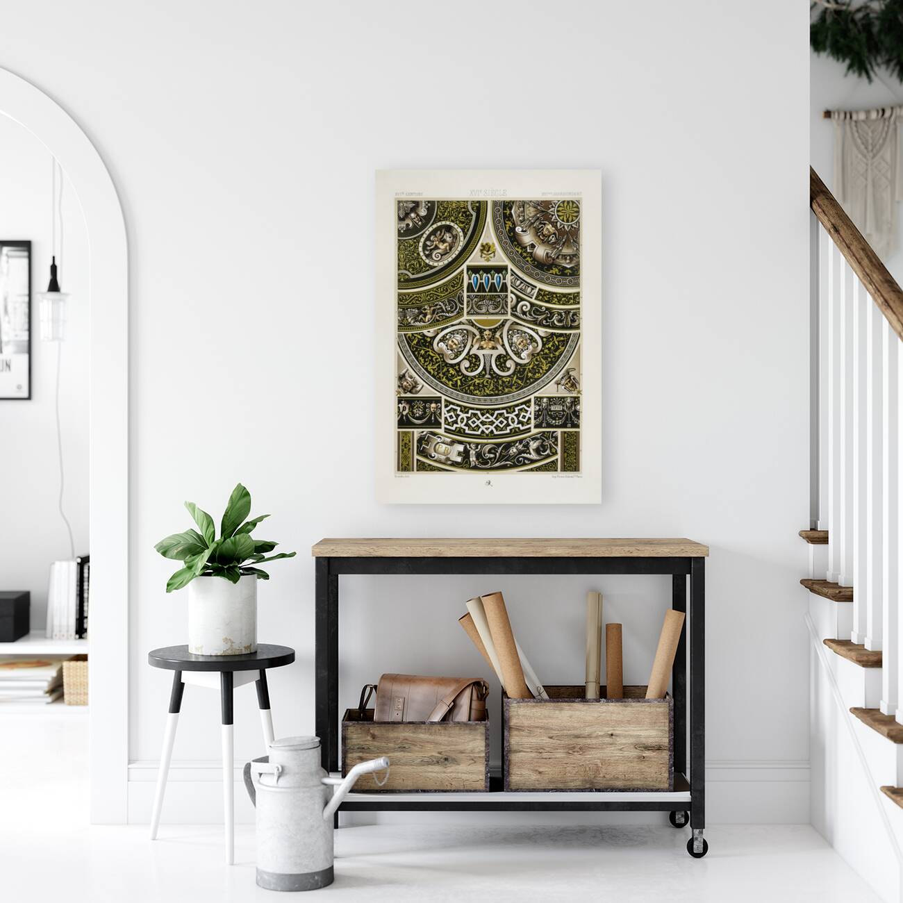 16th Century pattern. 1888 edition Lornement Polychrome by Albert Racine 1825–1893. Reproduction