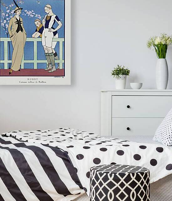 Rugby: Costume tailleur de Redfern from Gazette du Bon Ton No. 4 Pl. 39 1914 fashion illustration  by George Barbier.  by IStockHistory com