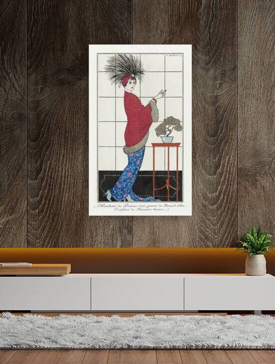 Costumes Parisiens no. 35: Manteau de Damas ros from Journal des Dames et des Modes 1912 fashion illustration   by George Barbier.  by IStockHistory com