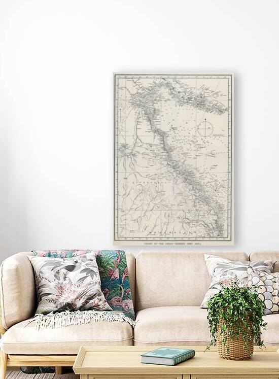 Chart of the Great Barrier Reef Area from The Great Barrier Reef of Australia 1893 by William Saville-Kent 1845-1908.  by IStockHistory com