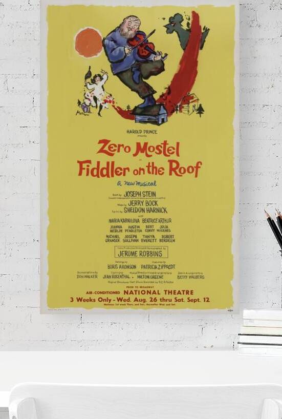 Harold Prince presents Zero Mostel in Fiddler on the roof 1964 Artcraft Lithograph American 1905–1970 by IStockHistory com