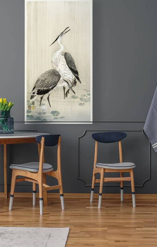 Two herons in the rain 1900 - 1910 by Ohara Koson 1877-1945. by IStockHistory com