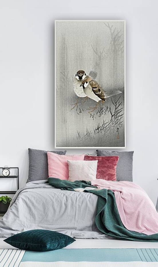 Two ring sparrows in the rain 1900 - 1930 by Ohara Koson 1877-1945. by IStockHistory com