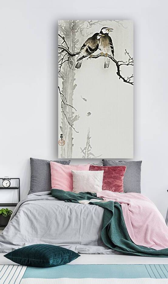 Two ring sparrows in the rain 1900 - 1930 by Ohara Koson 1877-1945. by IStockHistory com