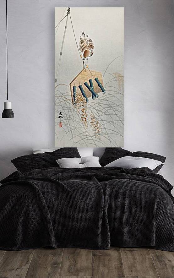 Ring sparrow on scarecrow 1900 - 1930 by Ohara Koson 1877-1945. by IStockHistory com