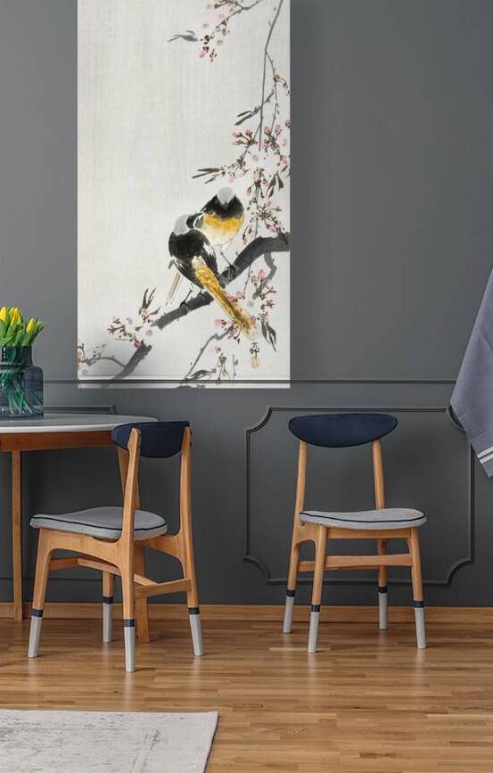 Two sable red tails with cherry blossom 1900 - 1936 by Ohara Koson 1877-1945. by IStockHistory com