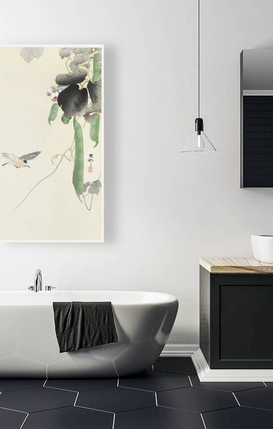 Bird at flowering bean plant 1900 - 1930 by Ohara Koson 1877-1945. by IStockHistory com