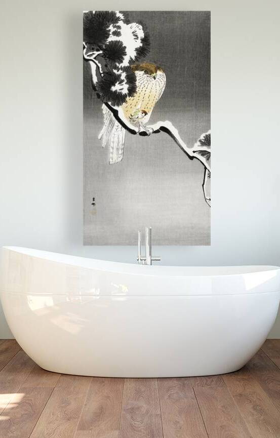 Hawk with sparrow 1900 - 1930 by Ohara Koson 1877-1945. by IStockHistory com