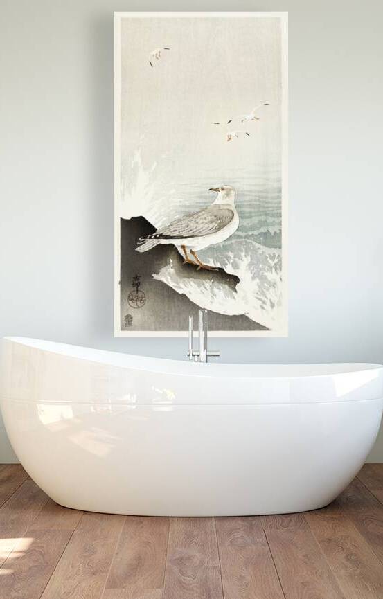 Gull on rock 1900 - 1910 by Ohara Koson 1877-1945. by IStockHistory com