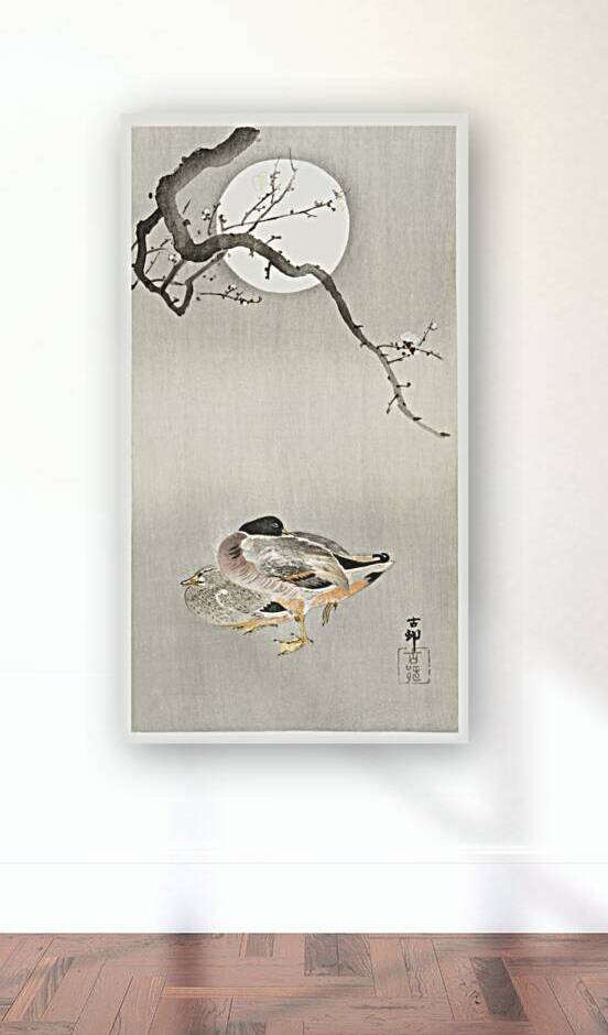 Ducks at full moon 1900 - 1945 by Ohara Koson 1877-1945. by IStockHistory com