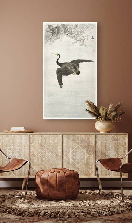 Cormorant in flight 1900 - 1930 by Ohara Koson 1877-1945. by IStockHistory com