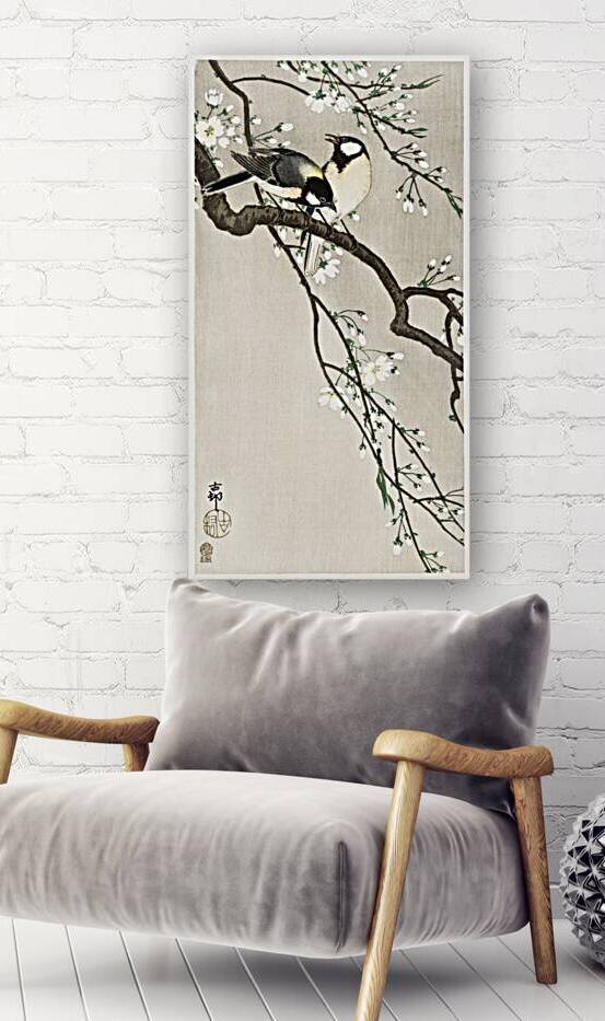 Tits on Cherry Branch 1900 - 1910 by Ohara Koson 1877-1945. by IStockHistory com