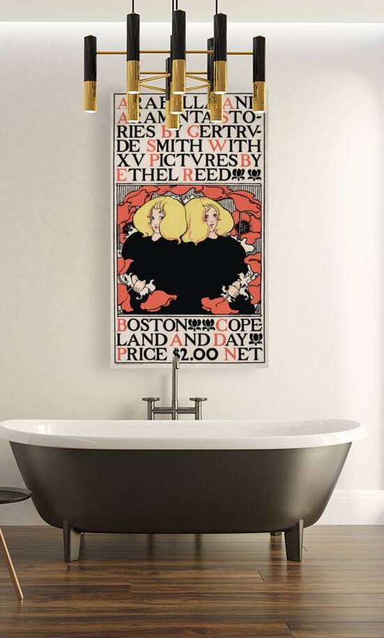 Arabella and Araminta Stories 1895 Art Nouveau poster of twin blonde girls by Ethel Reed.  by IStockHistory com