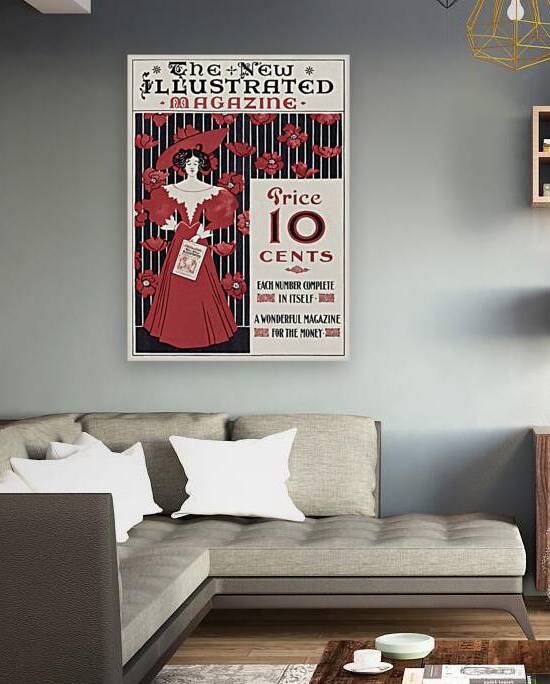 The New Illustrated Magazine 1890–1900 cover of flowers and a fashionably dressed woman holding magazine by Ethel Reed.  by IStockHistory com