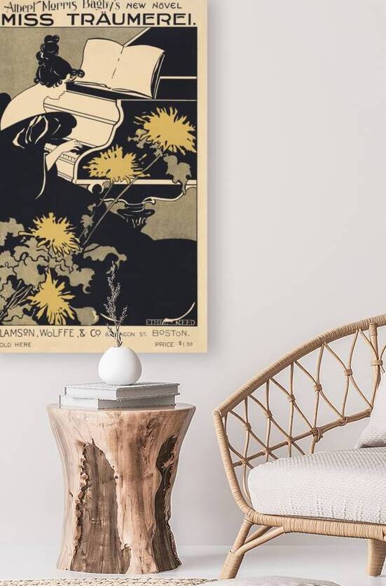 Miss Traumerei 1895 vintage poster of a woman playing piano in art nouveau style by Ethel Reed.  by IStockHistory com