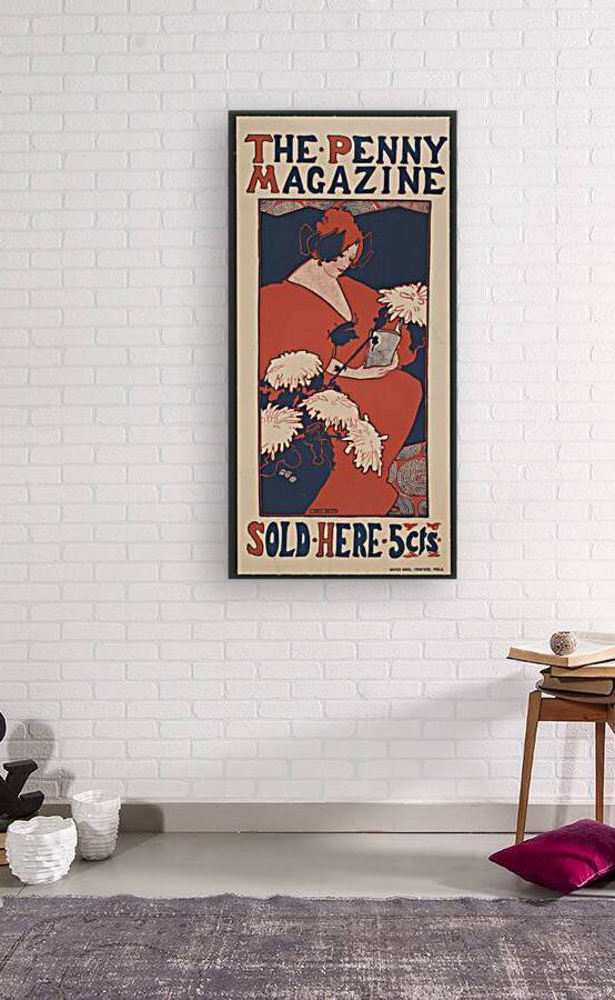 Woman holding book with art nouveau style chrysanthemum flowers in foreground 1896 print by Ethel Reed. by IStockHistory com