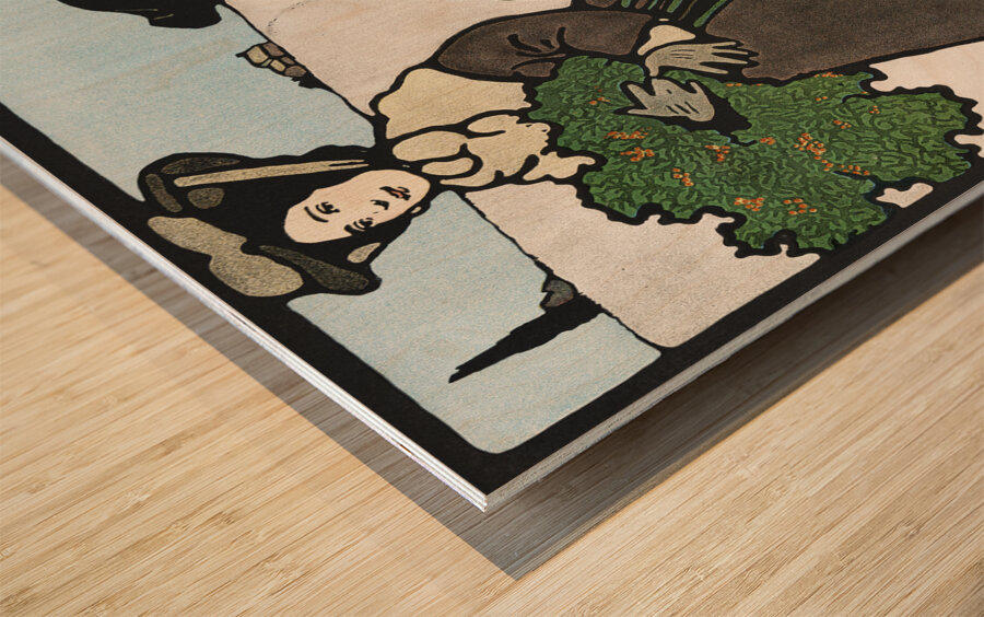 Vintage Christmas 1899 by Edward Penfield Wood print