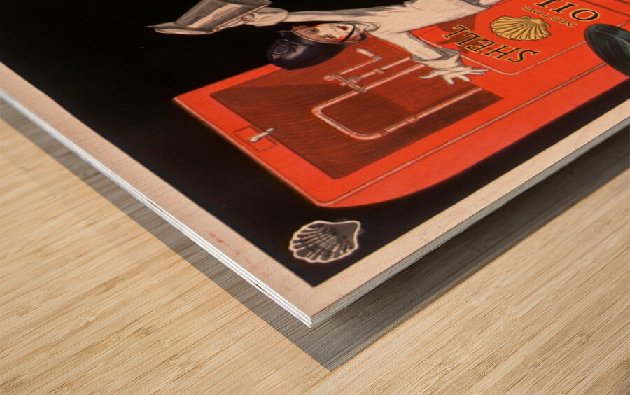 Stop! for Shell motor oil at the Red Cabinet 1926 by Jean dYlen Poster Wood print