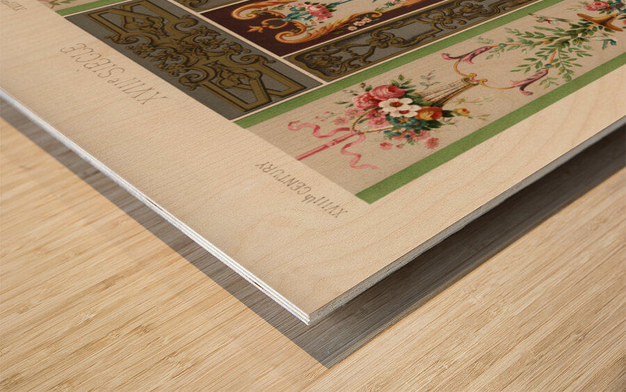 18th Century pattern. 1888 edition Lornement Polychrome by Albert Racine 1825–1893. Wood print