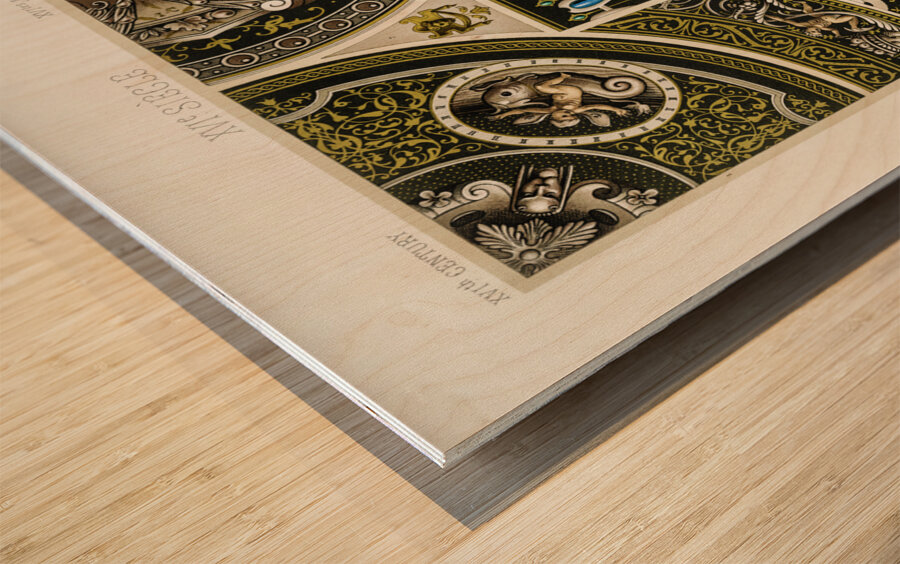 16th Century pattern. 1888 edition Lornement Polychrome by Albert Racine 1825–1893. Wood print