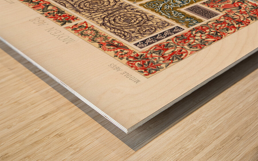 Middle-Ages pattern. 1888 edition Lornement Polychrome by Albert Racine 1825–1893. Wood print