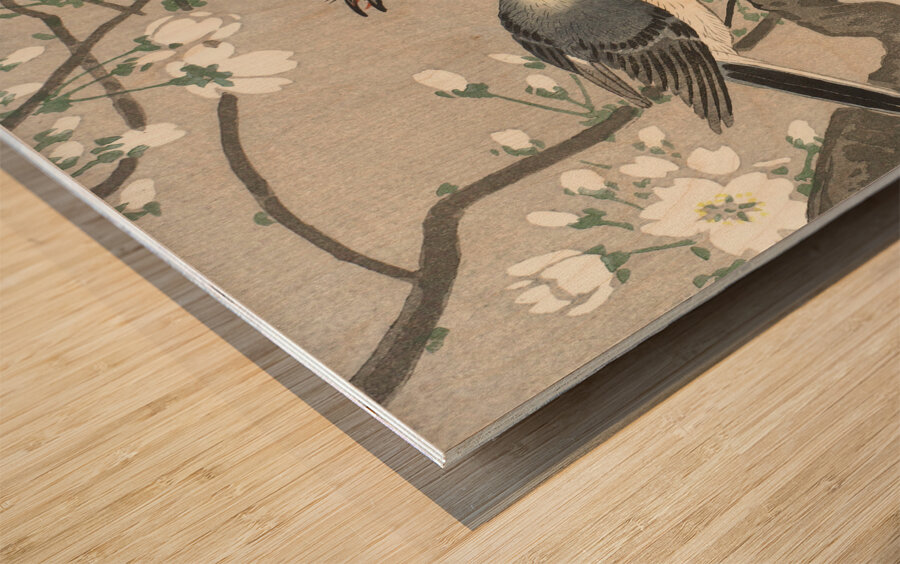 Tits on Cherry Branch 1900-1910 by Ohara Koson 1877-1945 Wood print